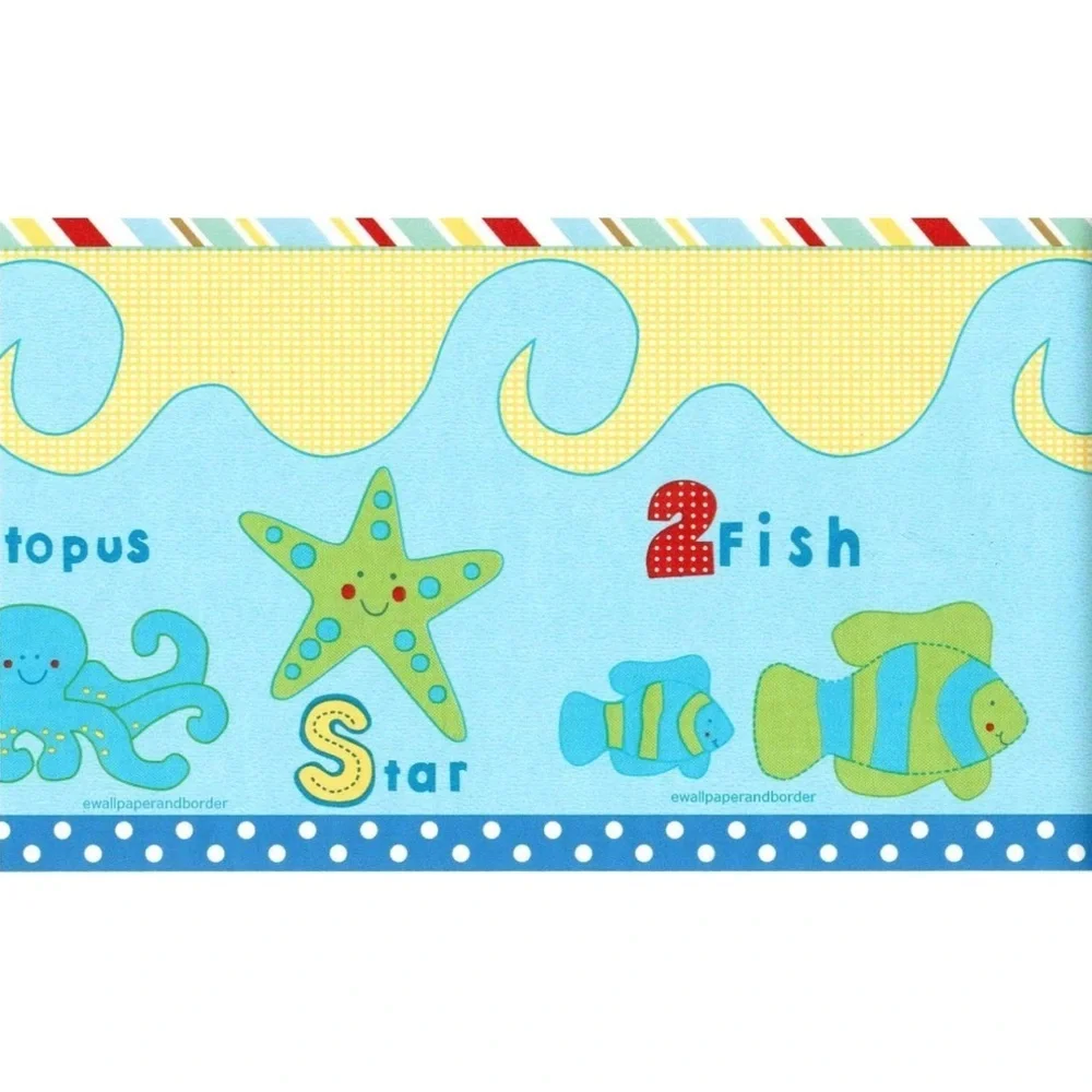 CoCaLo Go Fish Nursery Wallpaper Border Ocean Theme  15 Ft Discontinued